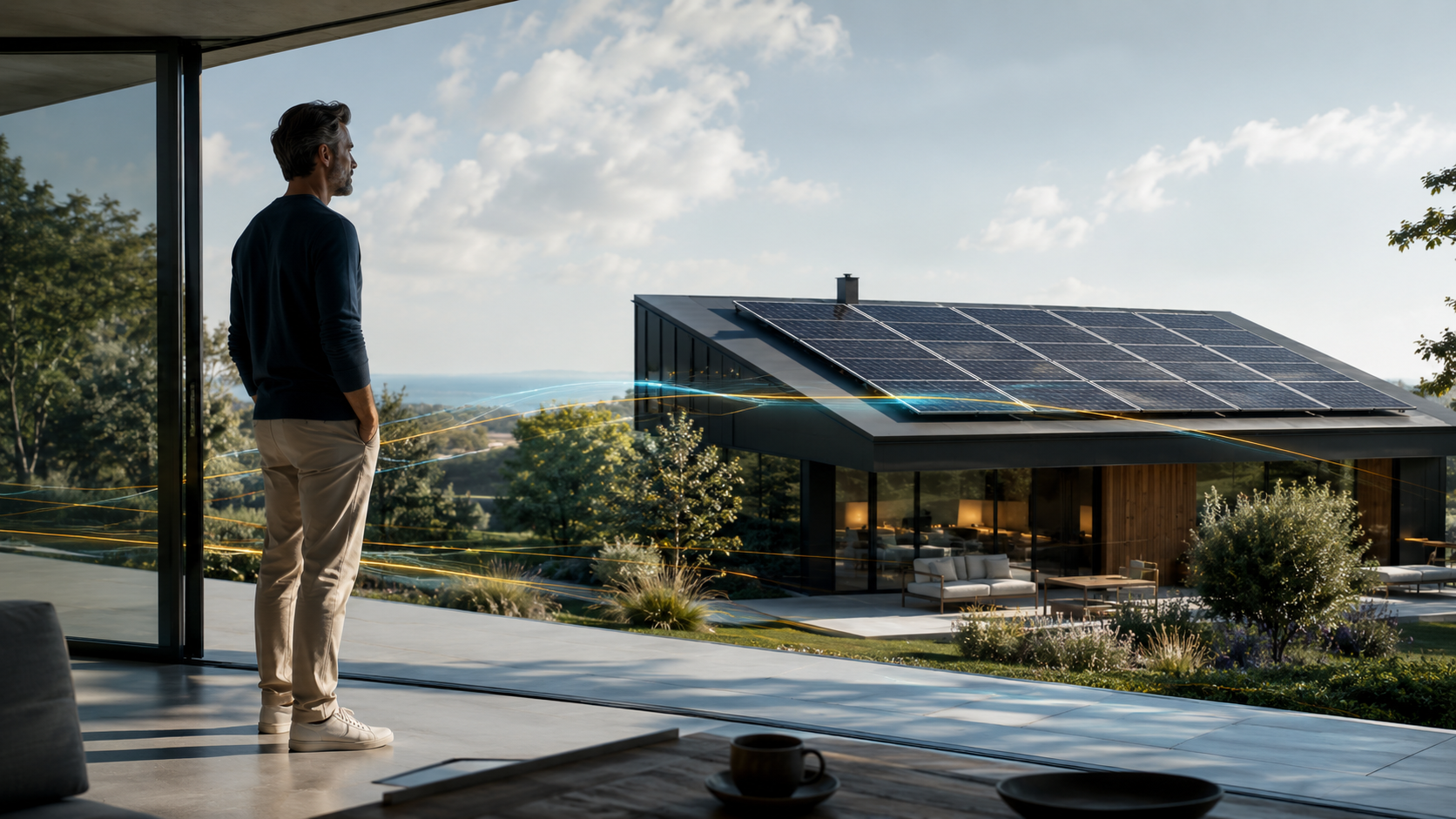 man contemplating solar