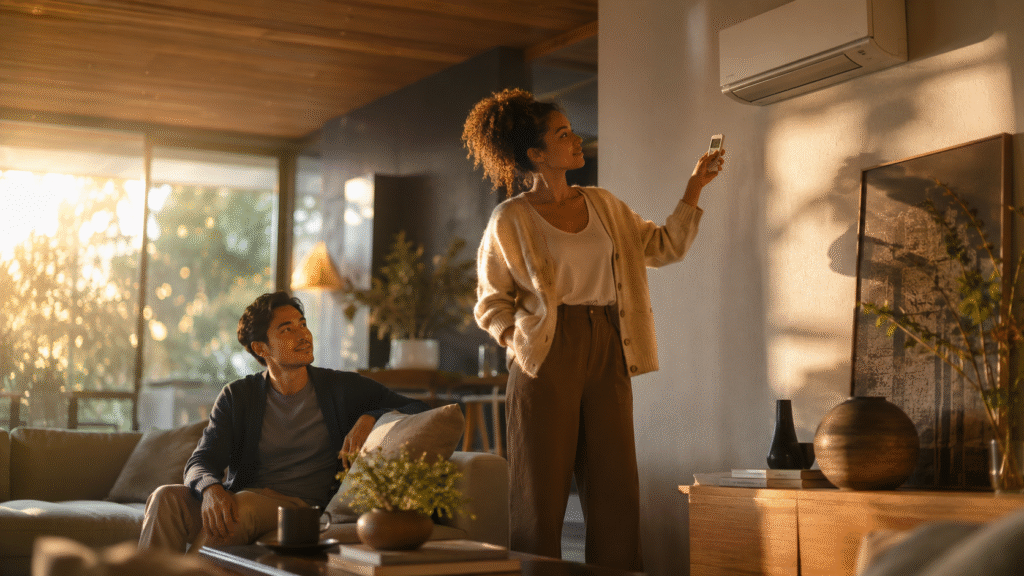 couple heatpump home sustainability