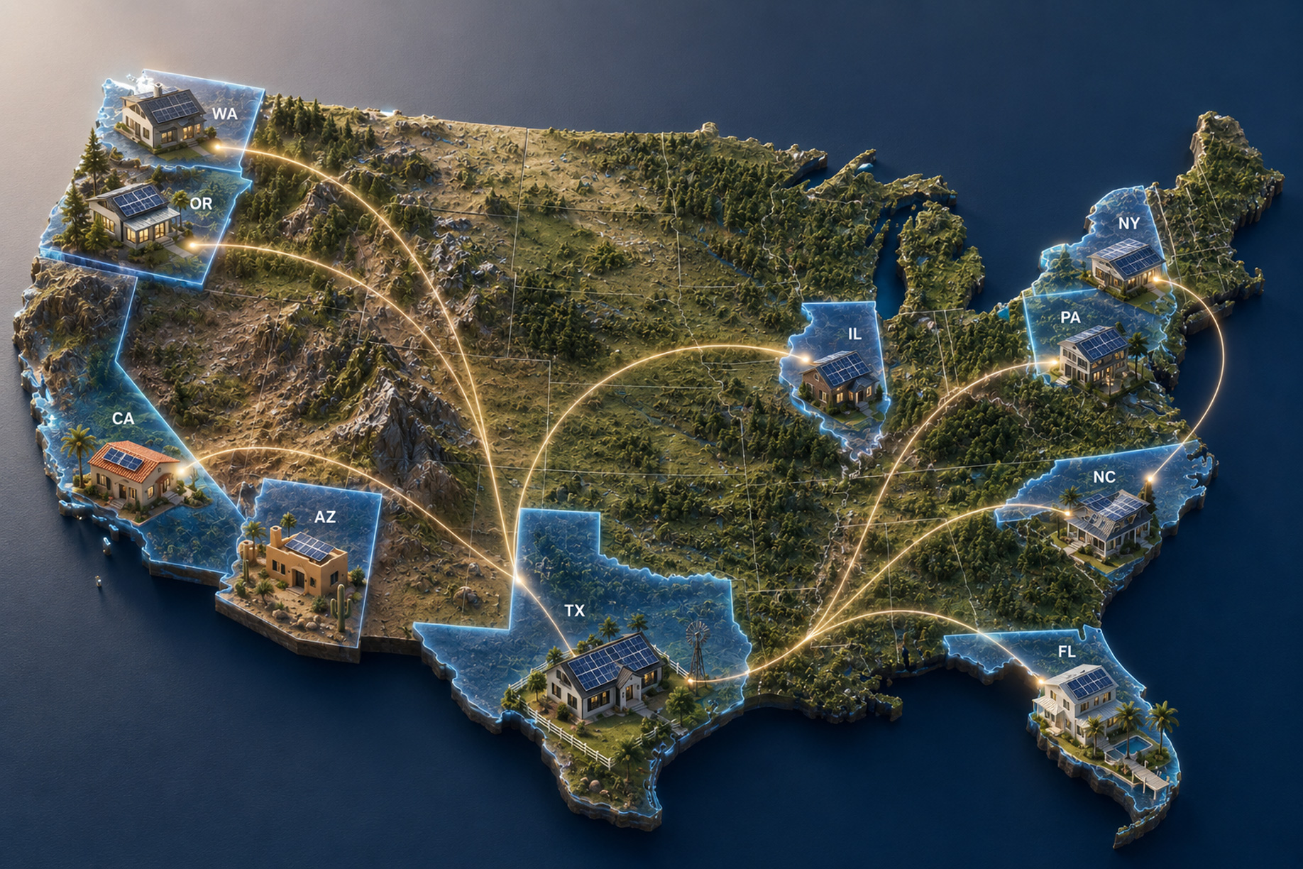 solar energy network across usa